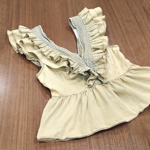 Mare Mare by Anthropologie Yellow/Cream Ruffled Blouse - Picture 10 of 13